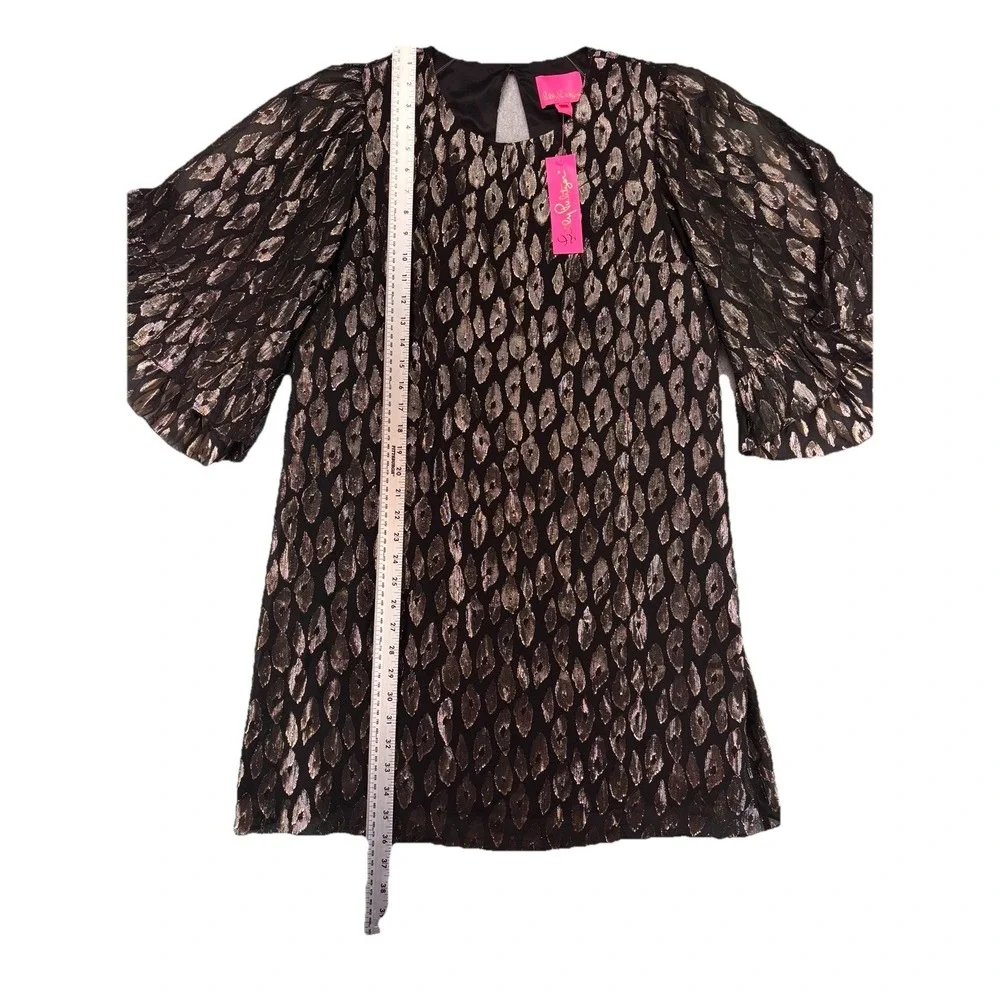 NWT Lilly Pulitzer Francis Silk Metallic Leopard Shift Dress Glam Luxe Chic Bold
